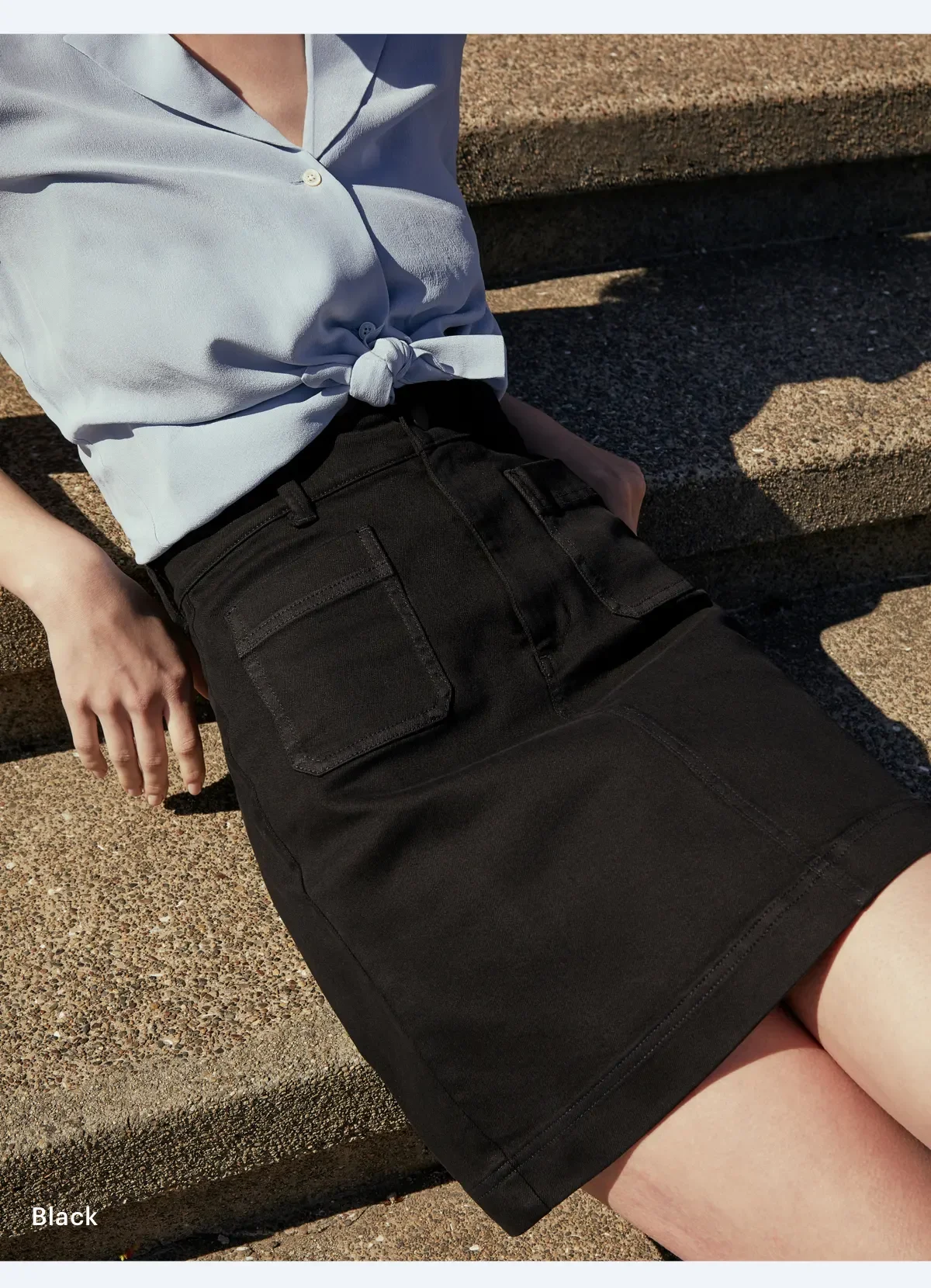 Black Patch Pocket Skirt