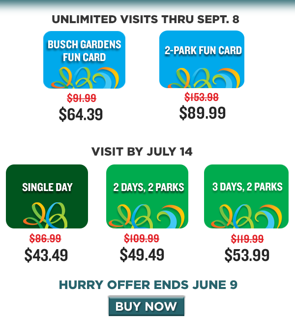 Busch Gardens Just In Summer Kickoff Sale Ends June 9 Milled