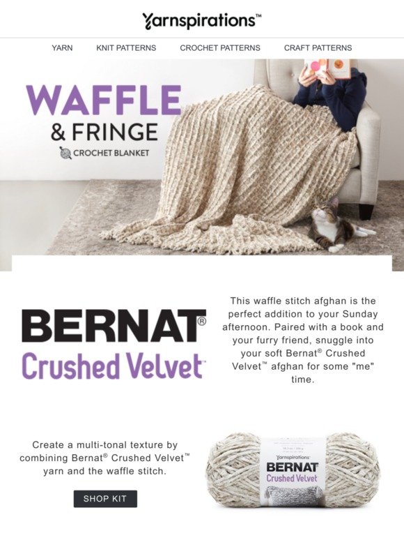 Yarnspirations Cozy Up To The Waffle Fringe Crochet