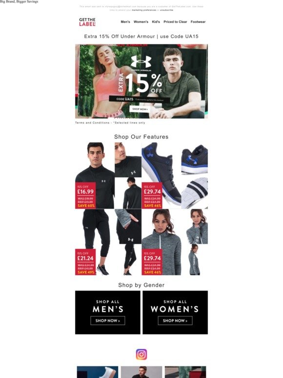 under armour 15 off code