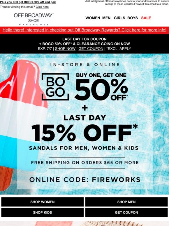 off broadway shoes coupon 15 off