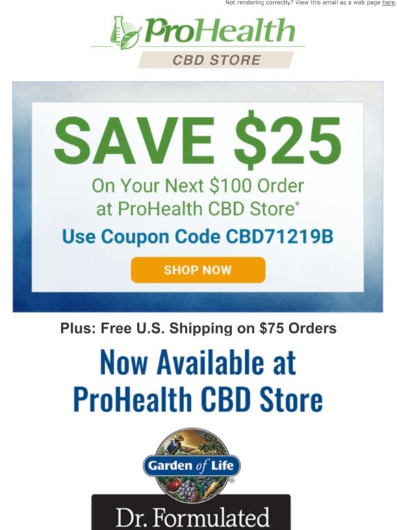 Prohealth New Cbd From Garden Of Life 25 Coupon Milled
