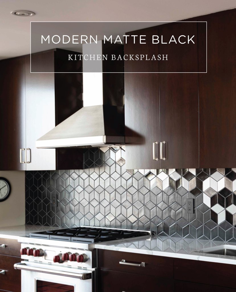 Mercury Mosaics Modern Matte Black Kitchen Backsplash   Milled