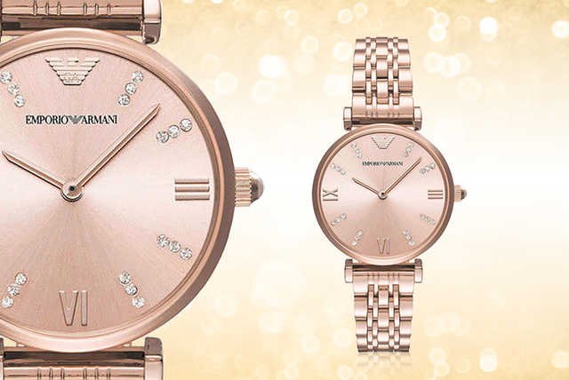 emporio armani ar11059 ladies blush rose gold stainless steel watch