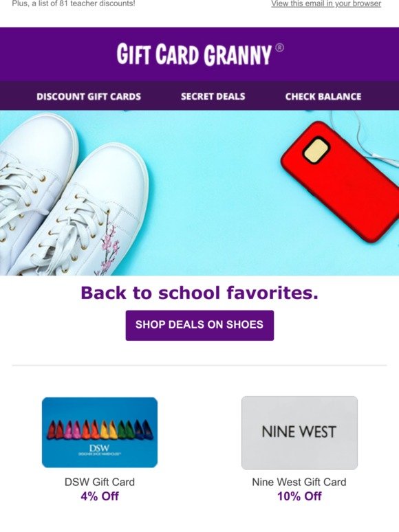 Gift Card Granny Back To School Shoes For Less Milled