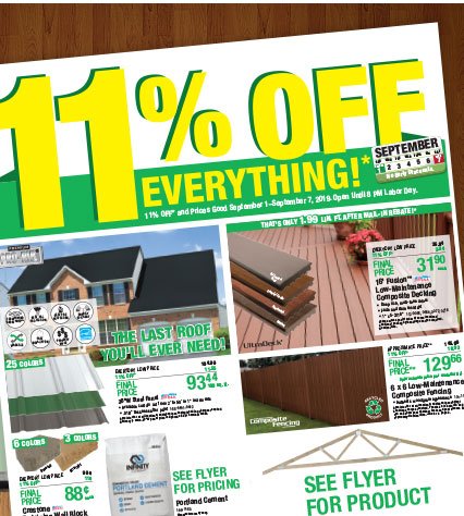 Menards: Labor Day Savings &gt;&gt; 11% Off Everything!* | Milled