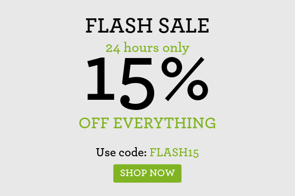 Flash sale! 15% off everything