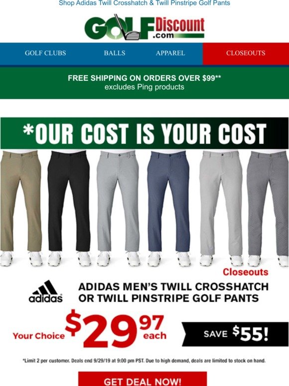 adidas golf men's ultimate 365 twill crosshatch pants
