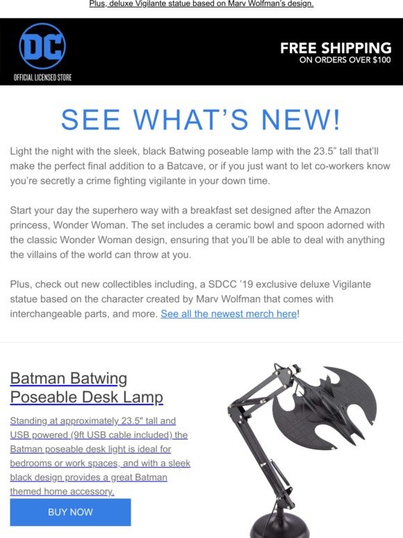 Dc Entertainment See The New Batwing Lamp And Wonder Woman