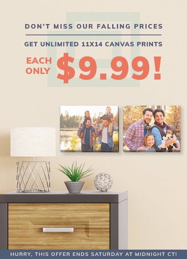 Canvas On The Cheap: Unlimited Sale! 11x14 Canvas Prints For $9.99