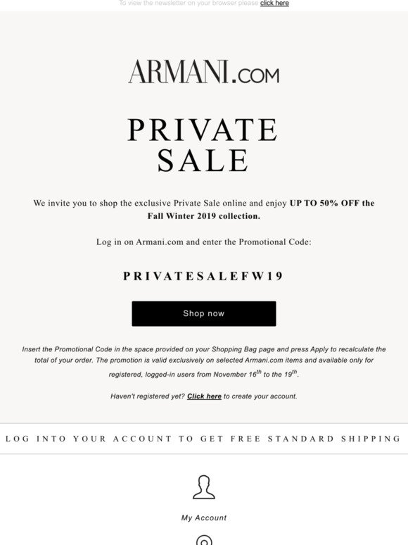 armani exchange promotional code 2019