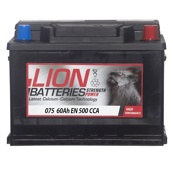 Lion 075 Car Battery - 3 Year Guarantee