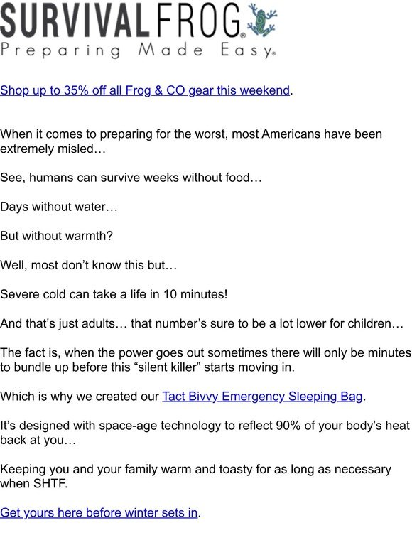 Survival Frog Email Newsletters Shop Sales Discounts And Coupon