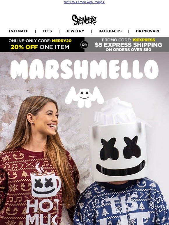 Spencer Gifts Just Released Marshmello Xmas Sweaters Milled