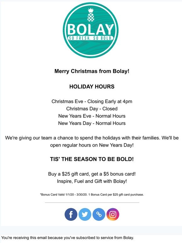 Bolay Enterprises New Years Eve Usual Hours Milled
