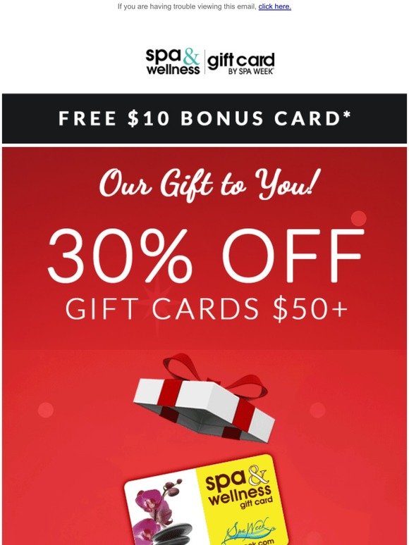 FREE $10 Bonus Card + 30% Off = A Happy Holiday