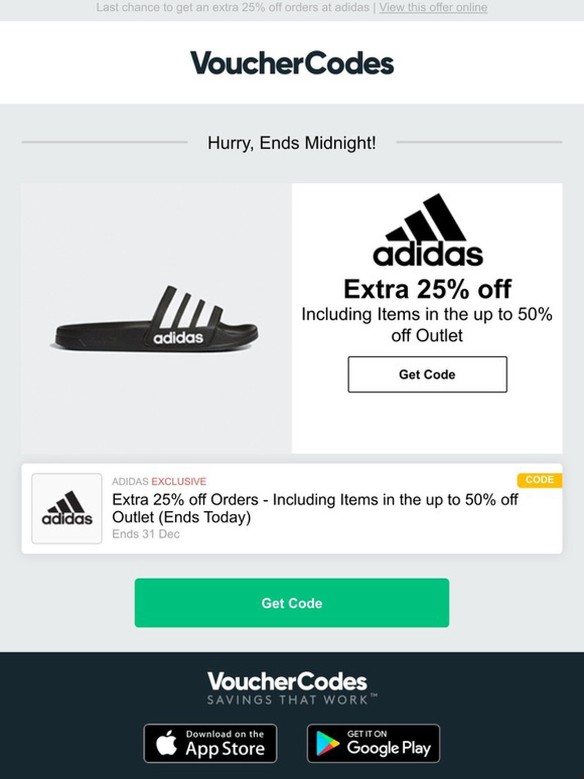 vouchercodes.co.uk: adidas - Extra 25% off - Ends Midnight! | Milled