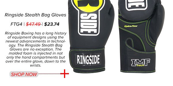 New Ringside Boxing MMA Kickboxing Black Stealth FTG4 Bag Gloves 