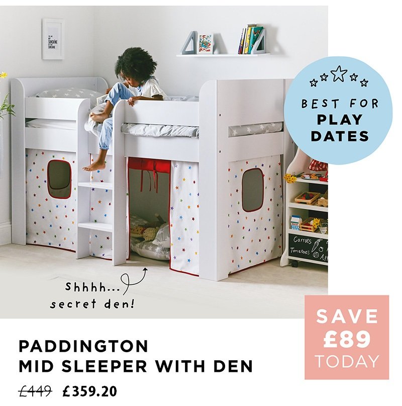 mid sleeper bed with den