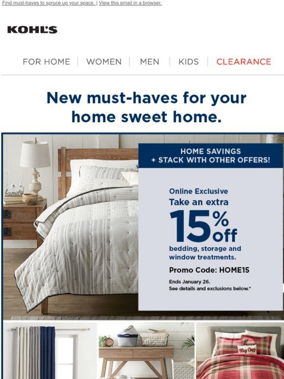 Kohl S Take An Extra 15 Off Bedding Storage And More Time