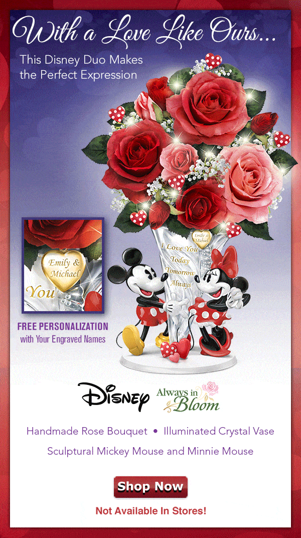 The Bradford Exchange Online: Mickey Mouse and Minnie Mouse Centerpiece  Blooms with Forever Roses