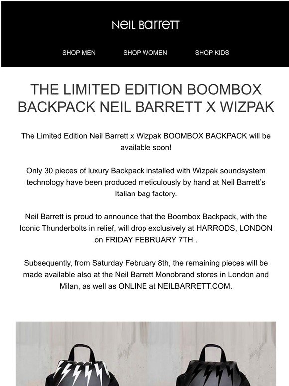 Neil Barrett The Limited Edition Boombox Backpack Neil Barrett X