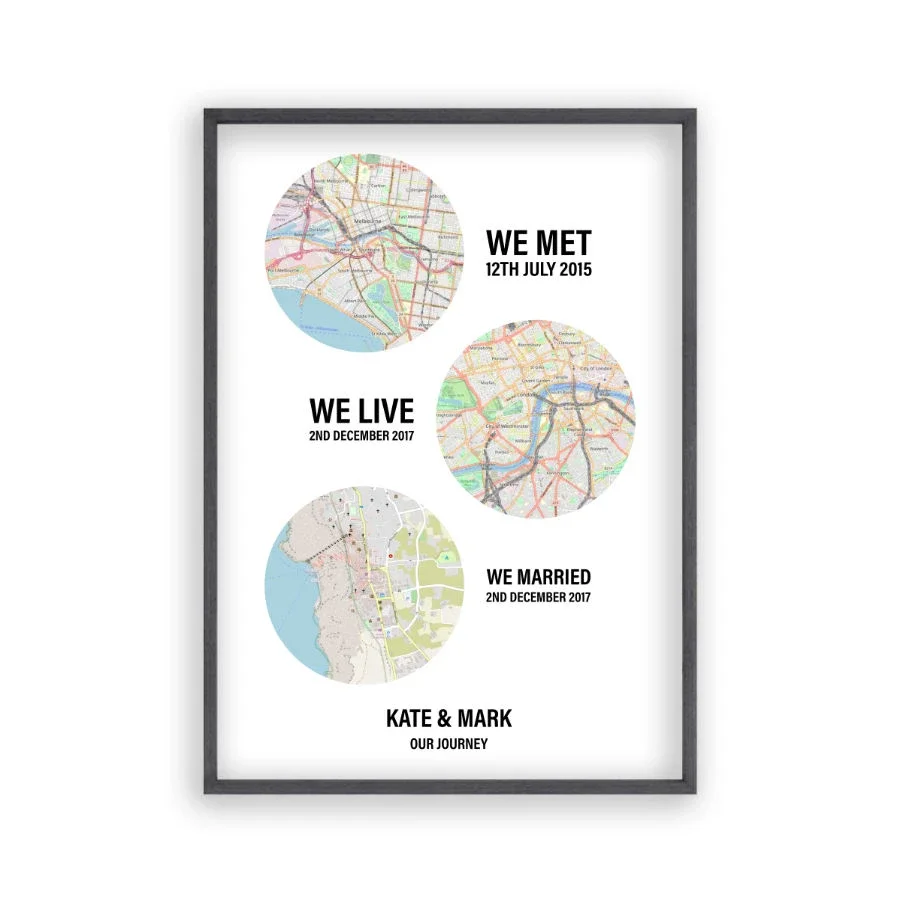 Image of Personalised Couple Location Maps Print