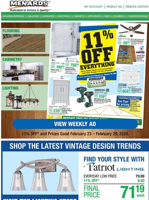Menards: 11% Off Everything!* | Update Your Home Today | Milled