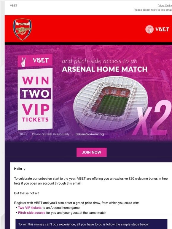 Arsenal Direct Win A Vip Package With Vbet Milled