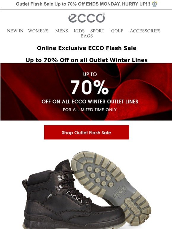 ECCO UK: Outlet Flash Sale, Up to 70 