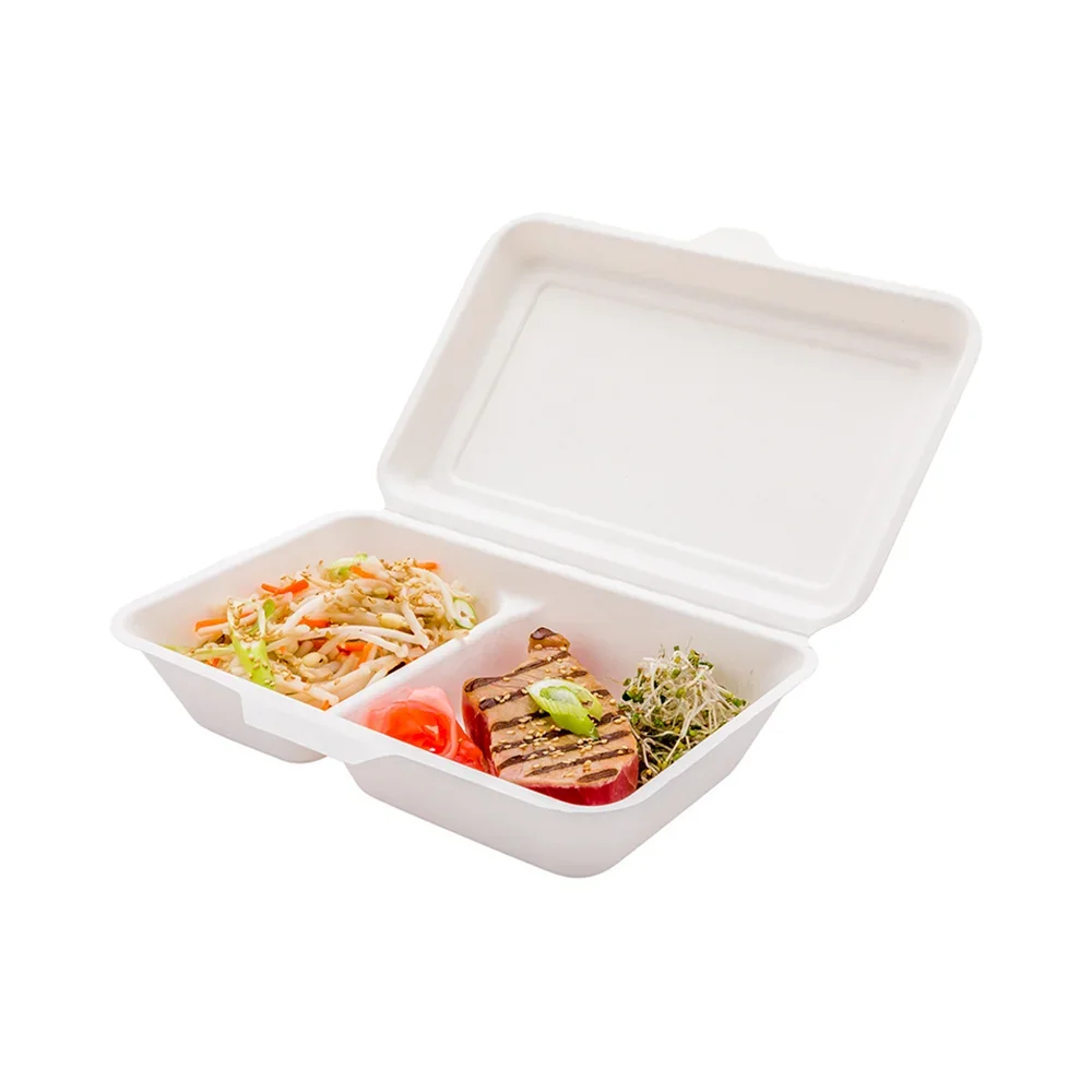 Thermo Tek 34 oz Square Clear Plastic Clamshell Container - 3-Compartment,  Anti-Fog - 7 3/4 x 7 3/4 x 2 1/2 - 100 count box