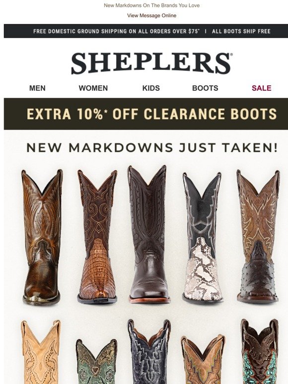sheplers clearance boots