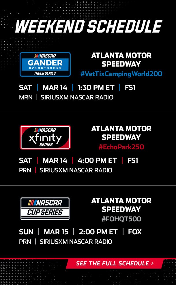 NASCAR Weekend Schedule Don't Miss Any of the Action Milled