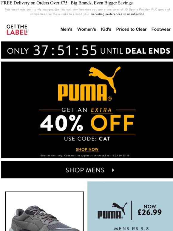 puma 40 off coupon