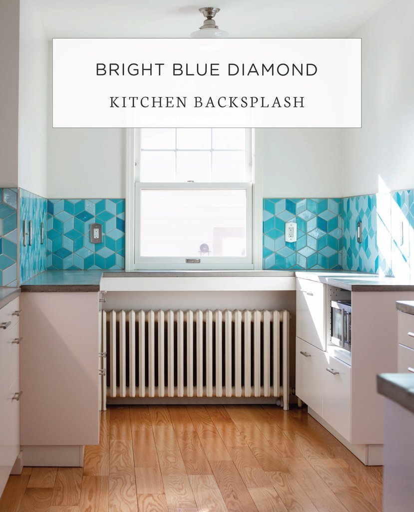 Mercury Mosaics Bright Blue Diamond Kitchen Backsplash   Milled