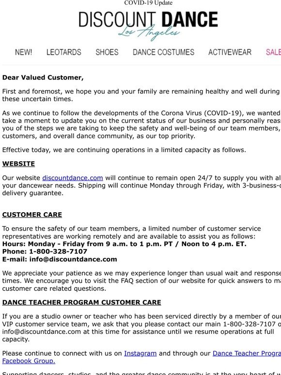 discount dance order status