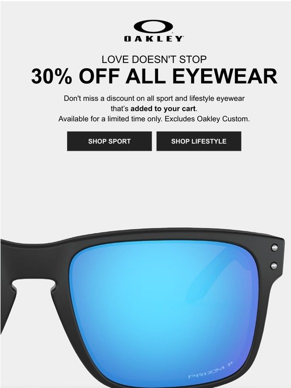 Oakley Vault: 30% Off All Eyewear 