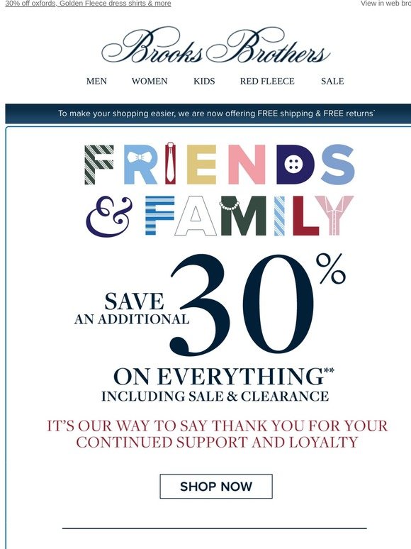 brooks brothers friends and family 2019