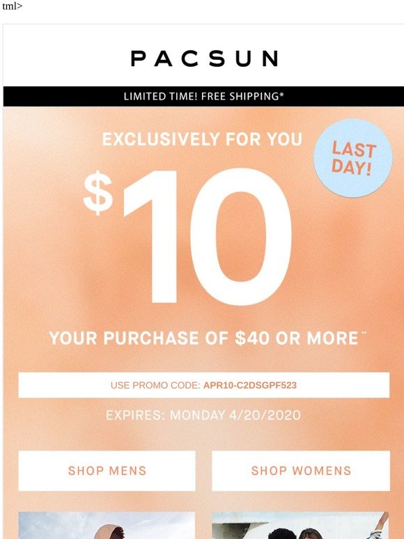 Pacsun Your 10 Off Code Expires Tonight Milled