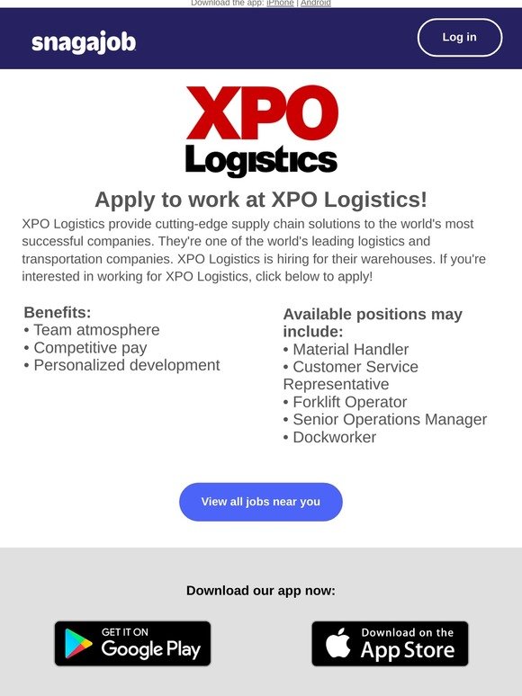 Snagajob Job Alert Xpo Logistics Is Hiring Near 10001 Milled