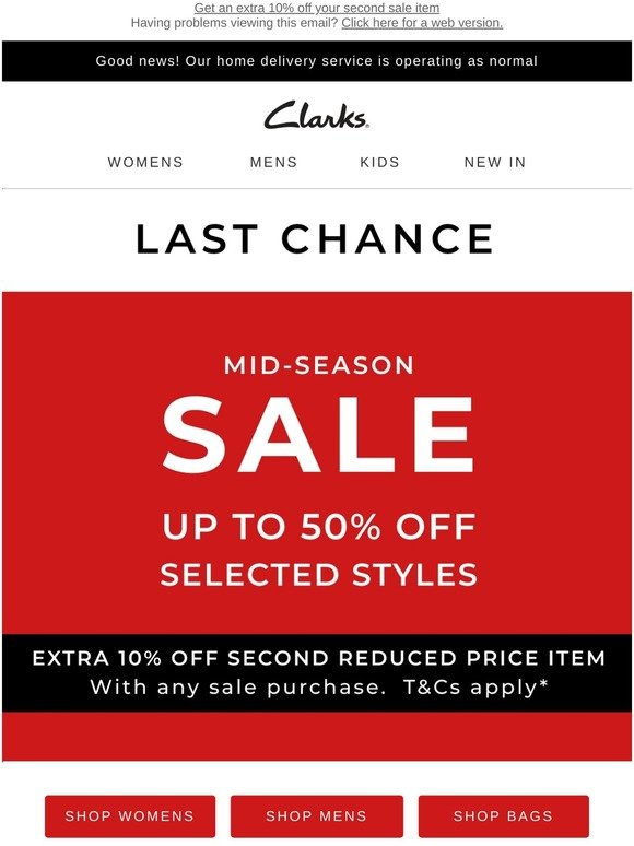 clarks extra 10 off sale