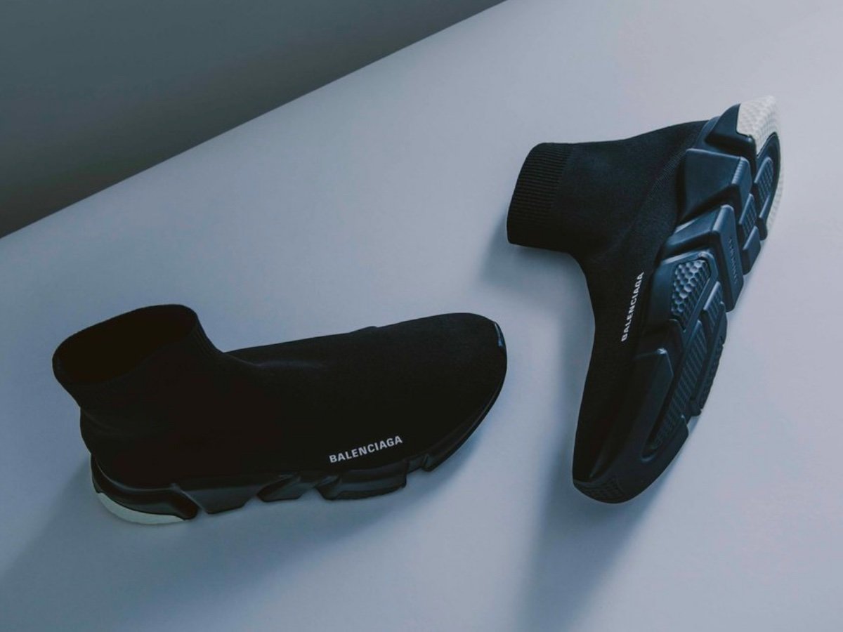 new 2019 air brushed balenciaga triple s sneakers black