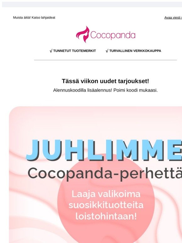 Cocopanda Alennuskoodi & Tarjoukset Elokuu 2020