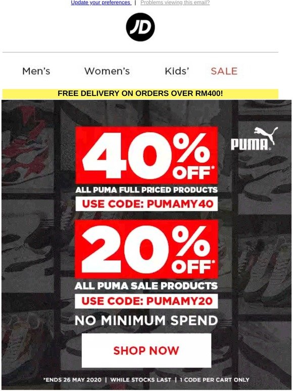 puma free delivery code