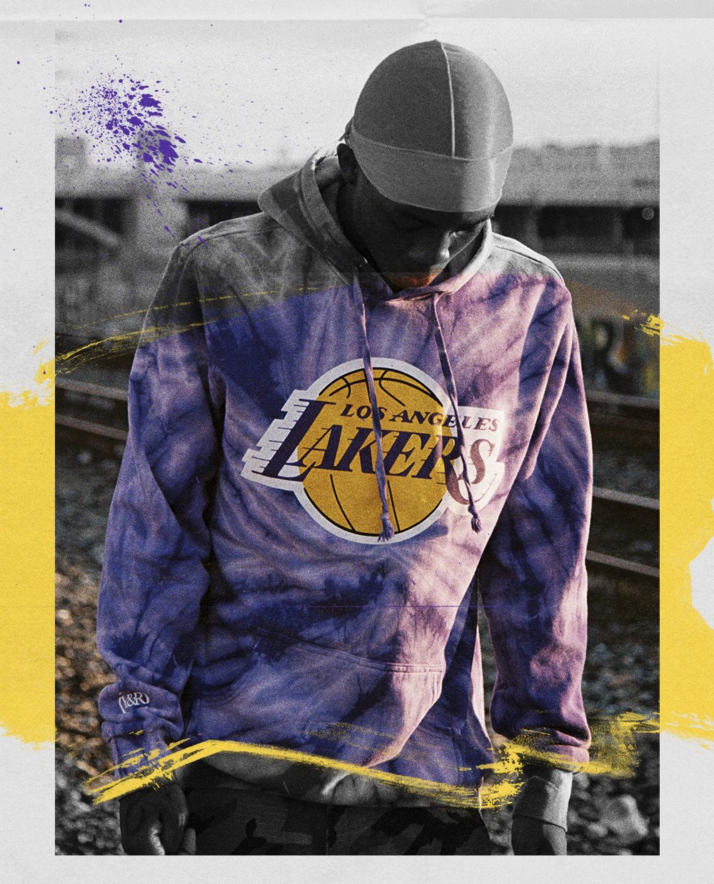 lakers on court hoodie