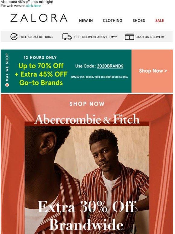 abercrombie free delivery