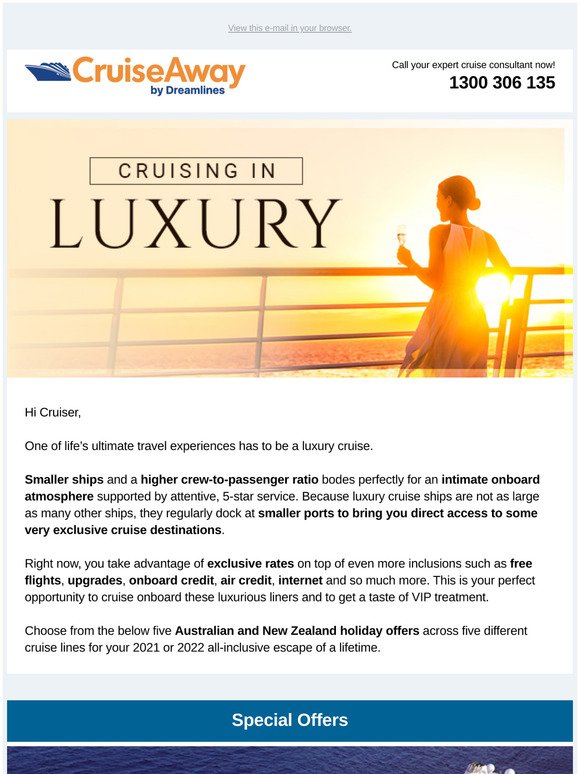 Cruiseaway By Dreamlines Pty Ltd Cheers To Complimentary