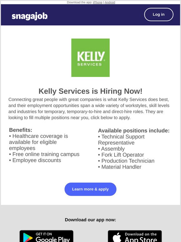 Snagajob Job Alert Kelly Services Is Hiring Near 10001 Milled