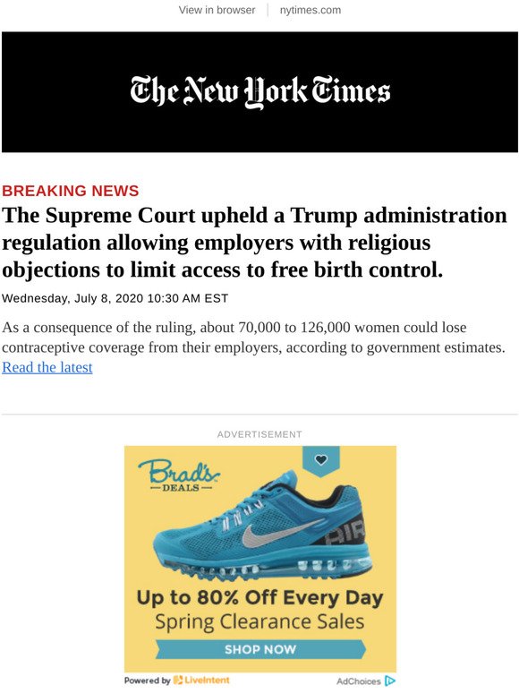The New York Times Today S Headlines Supreme Court Upholds Trump