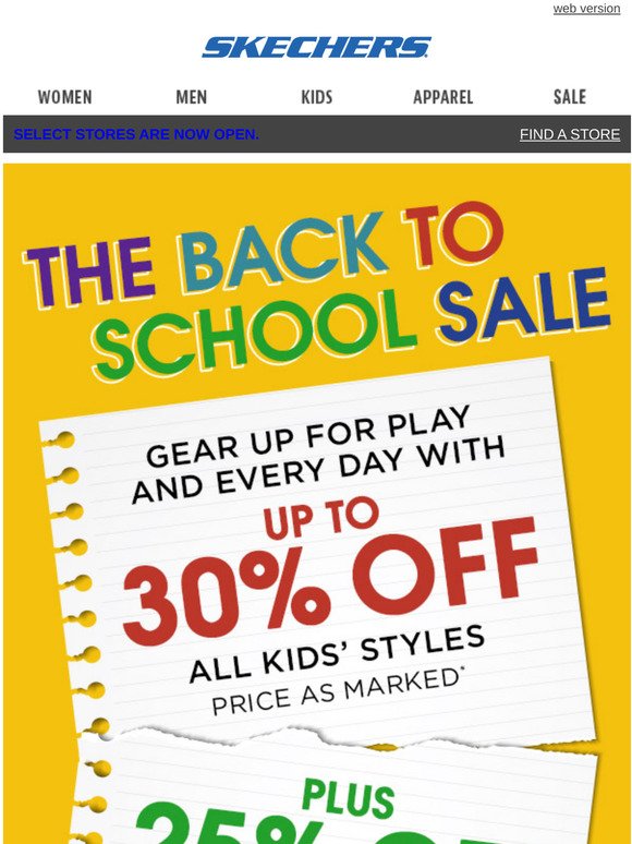 SKECHERS: Back to school with up to 30 